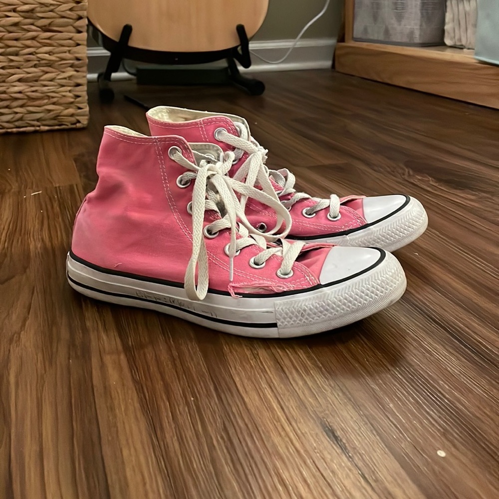 pink high top converse